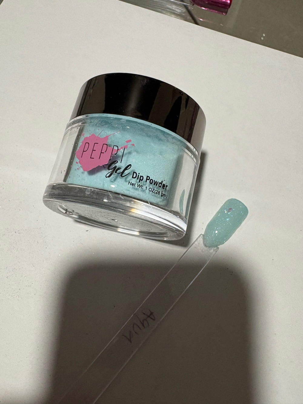 Peppi Gel Aqua blue sparkly dip nail powder